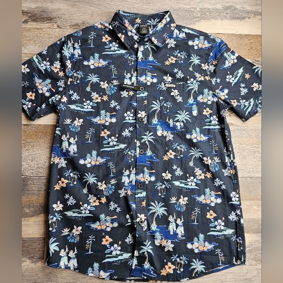 Ron Jon Surf Shop Short Sleeve Button Down Medium Hawaiian theme - Picture 1 of 7
